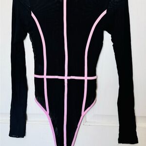 Fashion Nova Black and Pink Kids Bodysuit